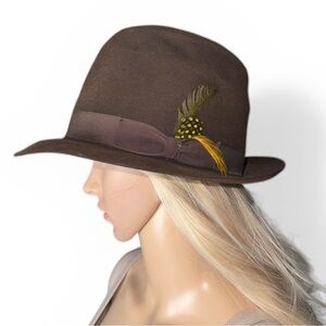 Royal Stetson Temple  Fur Felt Fedora Hat 7 5/8 Sable